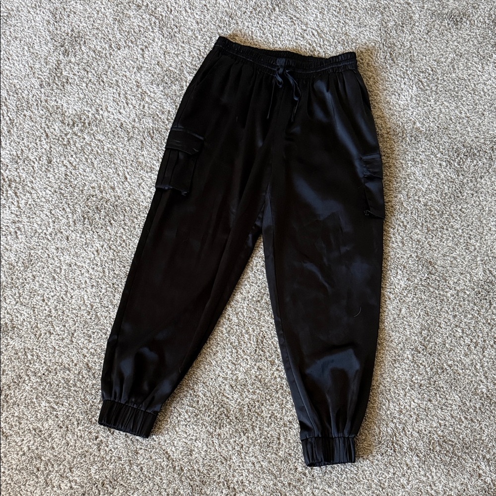 Glam Midnight Black Satin Trousers